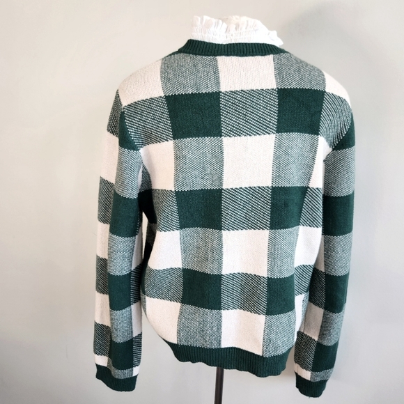An­thro­polo­gie Plaid Ruffle-Collar Pullover Sweater Prep Preppy Old Money - Picture 3 of 11